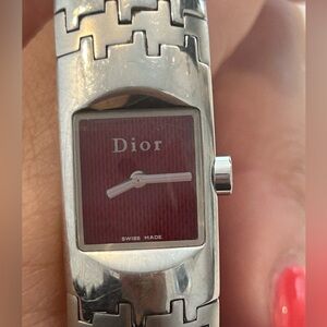 Vintage Dior Diorific watch burgundy face.
